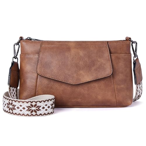 MUIIKOLA Damen Umhängetaschen,Handytasche mit Geldbörse zum Umhängen，Schultertasche aus Veganes Leder Handytasche mit abnehmbaren Breiter Gurt von MUIIKOLA