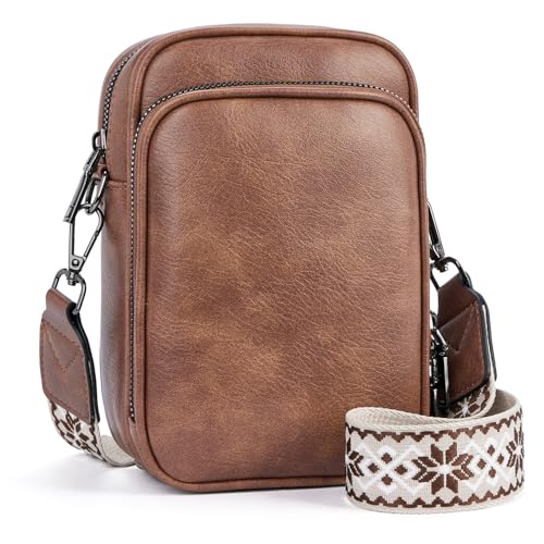 MUIIKOLA Handy Umhängetasche,RFID-Blockierung kleine Handytasche, Multifunktion Handy Umhängetasche Damen Leder,umhängetasche damen Breiter Gurt abnehmbarer Schultergur von MUIIKOLA