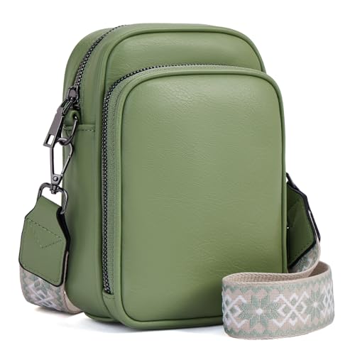 MUIIKOLA Handy Umhängetasche,RFID-Blockierung kleine Handytasche, Multifunktion Handy Umhängetasche Damen Leder,umhängetasche damen Breiter Gurt abnehmbarer Schultergur von MUIIKOLA