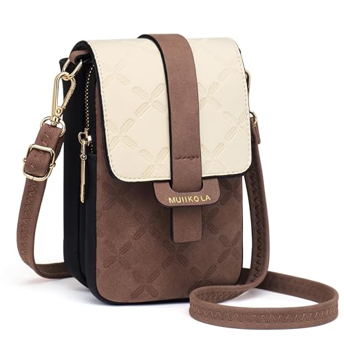 MUIIKOLA Handytasche zum Umhängen，RFID-Blockierung große Kapazität Handy Umhängetasche Damen Leder，Handytasche mit Geldbörse zum Umhängen，umhängetasche damen Breiter Gurt abnehmbarer Schultergur von MUIIKOLA