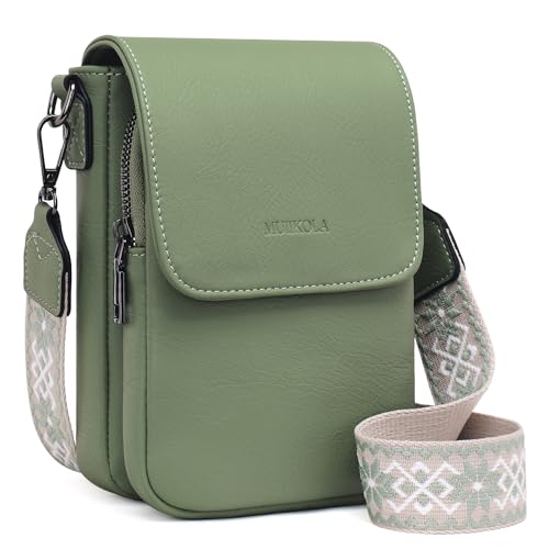 MUIIKOLA Handytasche zum Umhängen，RFID-Blockierung große Kapazität Handy Umhängetasche Damen Leder，Handytasche mit Geldbörse zum Umhängen，umhängetasche damen Breiter Gurt abnehmbarer Schultergur von MUIIKOLA