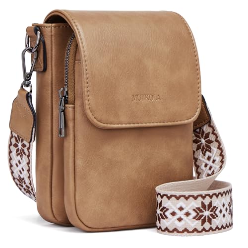 MUIIKOLA Handytasche zum Umhängen，RFID-Blockierung große Kapazität Handy Umhängetasche Damen Leder，Handytasche mit Geldbörse zum Umhängen，umhängetasche damen Breiter Gurt abnehmbarer Schultergur von MUIIKOLA