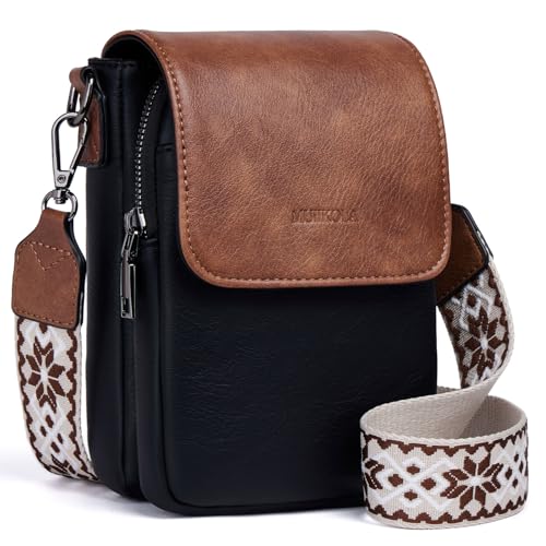 MUIIKOLA Handytasche zum Umhängen，RFID-Blockierung große Kapazität Handy Umhängetasche Damen Leder，Handytasche mit Geldbörse zum Umhängen，umhängetasche damen Breiter Gurt abnehmbarer Schultergur von MUIIKOLA