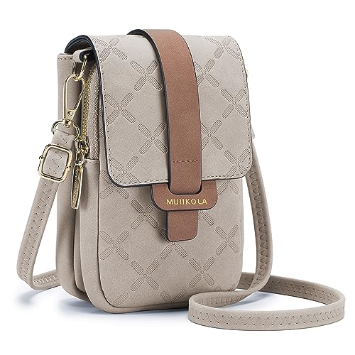 MUIIKOLA Handytasche zum Umhängen，RFID-Blockierung große Kapazität Handy Umhängetasche Damen Leder，Handytasche mit Geldbörse zum Umhängen，umhängetasche damen Breiter Gurt abnehmbarer Schultergur von MUIIKOLA