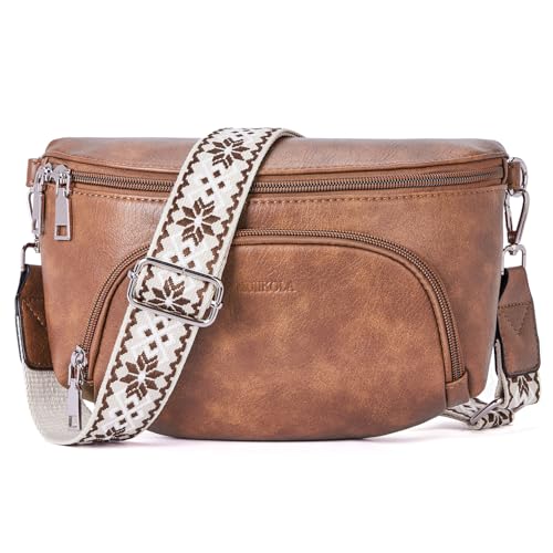 MUIIKOLA Kleine Damen Umhängetaschen, Bauchtasche Damen Crossbody Bag Damen Veganes Leder Crossbody Bag Damen,RFID Blockierung Kartenschlitz Brusttasche mit Verstellbar Abnehmbar Breiter Gurt von MUIIKOLA