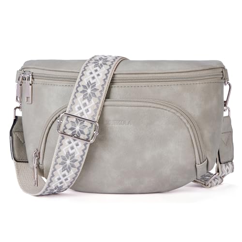 MUIIKOLA Kleine Damen Umhängetaschen, Bauchtasche Damen Crossbody Bag Damen Veganes Leder Crossbody Bag Damen,RFID Blockierung Kartenschlitz Brusttasche mit Verstellbar Abnehmbar Breiter Gurt von MUIIKOLA