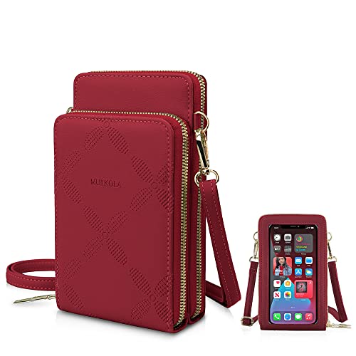 MUIIKOLA Kleine Handy Umhängetasche,Touchscreen Crossbody kleine Handytasche, Multifunktion Damen Umhängetaschen PU Leder Handytasche für iPhone 13/13Pro Max/12/XR, Samsung Galaxy S22/S21/FE von MUIIKOLA