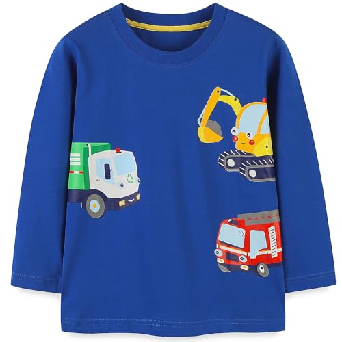 Jungen Langarmshirt Bagger Pullover 100% Baumwolle Kinder Truck Baumwolle Kinder Langarm T-Shirts 110 von MUJOQE