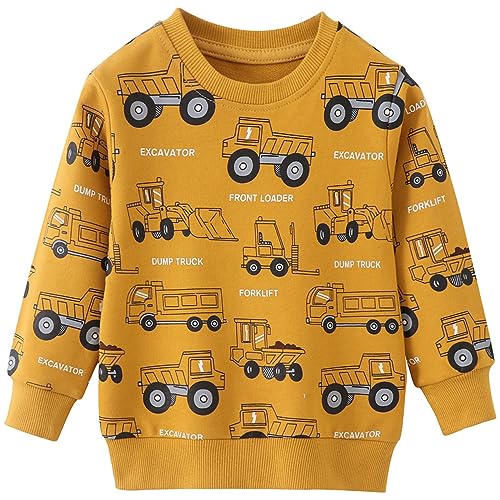 Jungen Sweatshirt Bagger Muster Langarm Baumwolle Pullover Kinder Warme Oberteilung 104 von MUJOQE