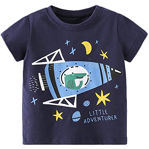 Jungen T-Shirt Kinder Baumwolle Rundem Ausschnitt Kurzarm Shirt Casual Druck Sommer Tops 110 von MUJOQE