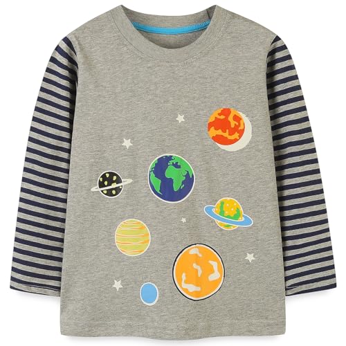 Langarmshirt Jungen Baumwolle Stern Pullover Kinder Leuchtend Langarm Shirt Kinderkleidung Oberteile 110 von MUJOQE