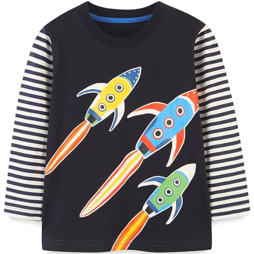 Langarmshirt Jungen Rakete Langarm T-Shirt Baby Baumwolle Pullover kinderkleidung Tops 3 Jahre von MUJOQE