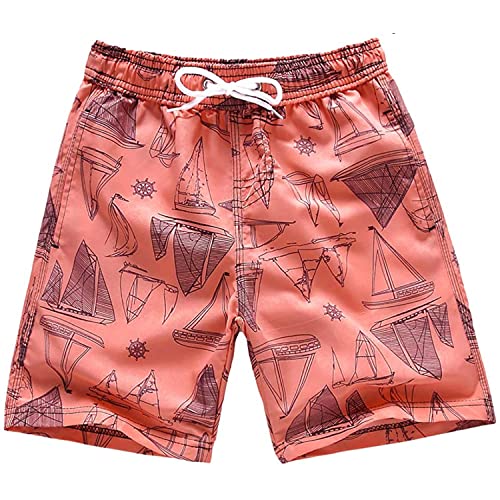 MUJOQE Badehose Jungen Sommer Badeshorts 3D Druck Schnell Trocknend Hawaii Surf Schwimmhose Kinder, kokos Palme, 13-14 Jahre von MUJOQE