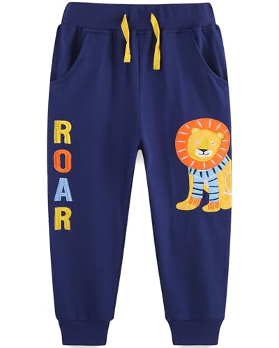 MUJOQE Jungen Bottoms Jogginghose Löwe Sweathose Kinder Baumwolle Sporthose Jogger Hose Warm Freizeithose 2 Jahre von MUJOQE