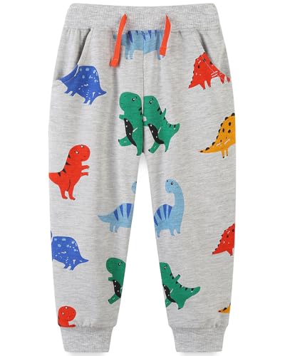 MUJOQE Jungen Dinosaurier Sweathose Kinder Karikatur Drucken Sporthose Jogger Pants Hose Babyhose Jogginghose Kids Freizeithose mit Gummizug 7 Jahre von MUJOQE