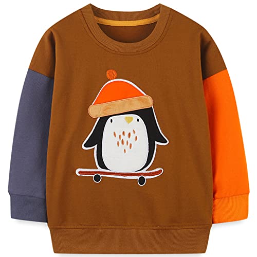 MUJOQE Jungen Sweatshirt Baumwolle Pullover Kinder Warme Langarm Shirt Activewear Tops 6 Jahre 116 von MUJOQE