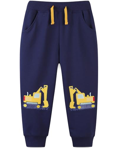 MUJOQE Jungen Jogginghose Bagger Drucken Sporthose Kinder Baumwolle Freizeithose Warm Jogger Hose mit Gummizug 3 Jahre von MUJOQE