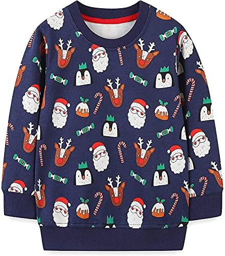 MUJOQE Jungen Pullover Sweatshirt Kinder Weihnachtspullover Warme Weihnachtsmann Langarm Shirt für Baby 5 Jahre von MUJOQE
