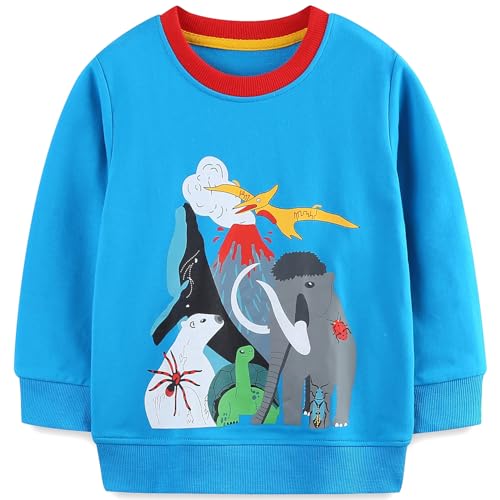 MUJOQE Jungen Sweatshirt Entzückende Kinder Pullover 2-Pack Top Shirt Pullover Pullover Rundhalsausschnitt Langarm Casual Kleidung Frühling Herbst Baumwolle Hoddie 110 von MUJOQE