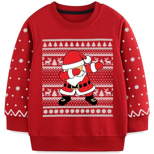 MUJOQE Jungen Sweatshirt Weihnachts Pullover Kinder Warme Weihnachtspullover Weihnachtsmann Oberbekleidung 116 von MUJOQE