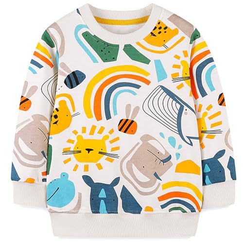 MUJOQE Jungen Sweatshirts Langarmshirts Kinder Pullover 100% Baumwolle Warm Activewear Tops 104 von MUJOQE