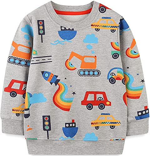 MUJOQE Kinder Jungen Pullover Auto Langarm Baumwolle Sweatshirt Warme Streetwear Oberbekleidung 104 von MUJOQE