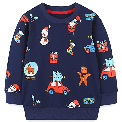 MUJOQE Kinder Jungen Weihnachtspullover Baumwolle Weihnachten Pullover Warme Weihnachtspulli 116 von MUJOQE