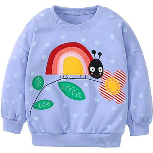 MUJOQE Mädchen Pullover Blume Sweatshirt Baumwolle Kinder Langarm Winter Kleidung Langarmshirt Tops 110 von MUJOQE