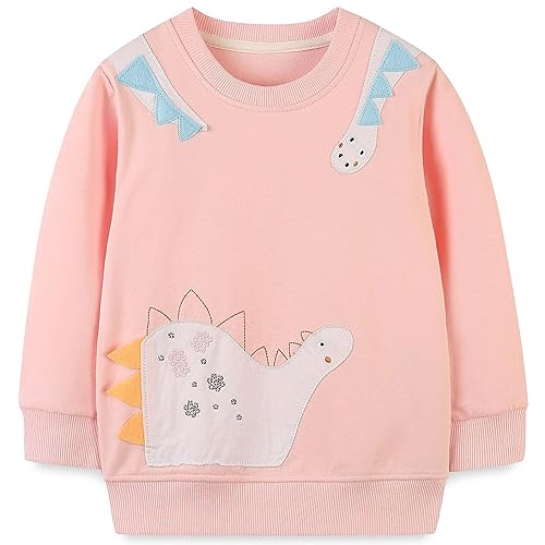 MUJOQE Mädchen Sweatshirt Kinder Warme Pullover Baumwolle Activewear Kinder Dinosaurier T-Shirt Langarmshirt 122, 7 Jahre von MUJOQE