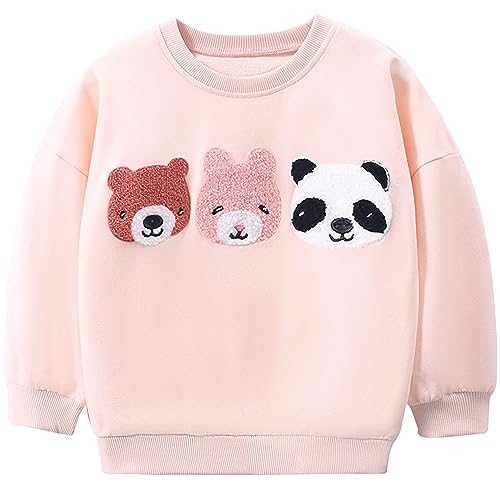 MUJOQE Mädchen Sweatshirt Knitter Langarmshirt Kinder Teddybär Pullover Warme Baumwolle Oberteilung 110 von MUJOQE