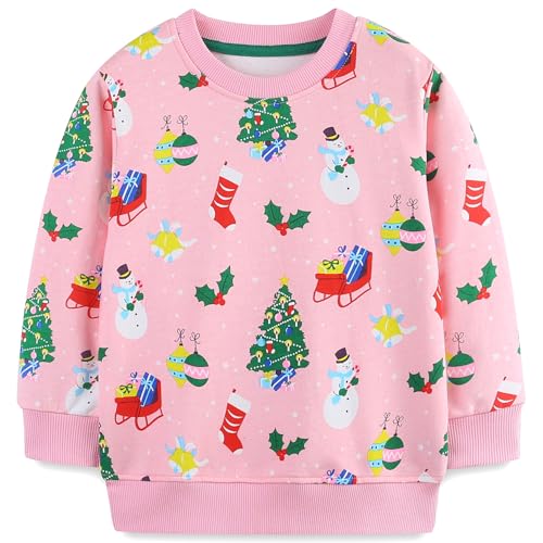 MUJOQE Mädchen Sweatshirt Weihnachts Pullover Kinder Warme Weihnachtspullover Weihnachtsmann Oberbekleidung 98 von MUJOQE