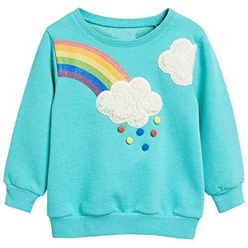 MUJOQE Mädchen Sweatshirt für Kinder Baumwolle Pullover Casual Jumper Kleinkind Langarm Regenbogen Kleidung 104 von MUJOQE