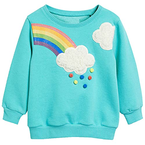 MUJOQE Mädchen Sweatshirt für Kinder Baumwolle Pullover Casual Jumper Kleinkind Langarm Regenbogen Kleidung 122 von MUJOQE