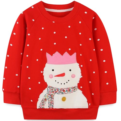 Mädchen Weihnachten Pullover Kinder Schneemann Sweatshirt Langarm Baumwolle Strickpullover Hamster Winter Kleidung 110 von MUJOQE