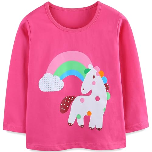 Mädchen Langarmshirt Baumwolle Einhorn Weiche Pullover Kinder Langarm Shirt Oberteile 3 Jahre von MUJOQE