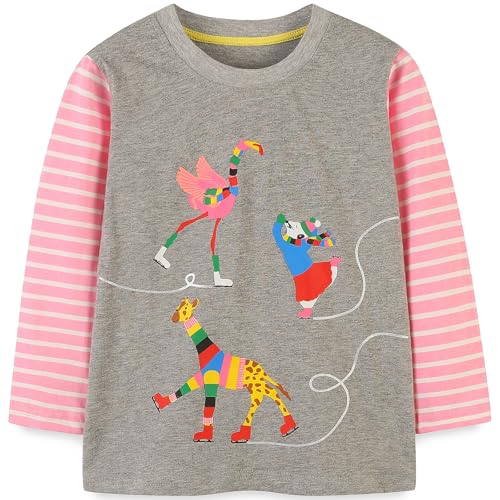Mädchen Langarmshirt Pullover Baumwolle Kinder Weiche Langarm Shirt Tops Oberteile 104 von MUJOQE