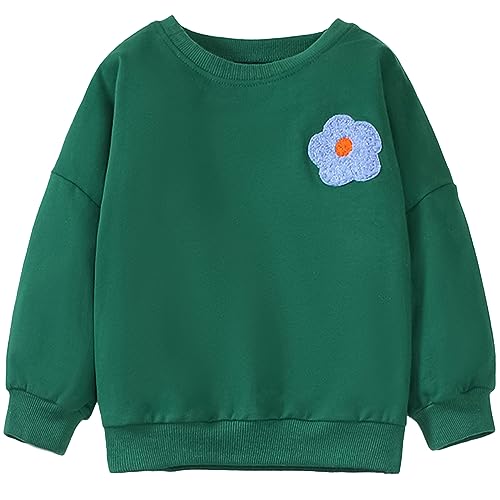Mädchen Sweatshirt Blume Muster Langarm Baumwolle Pullover Kinder Warme Oberteilung 116 von MUJOQE