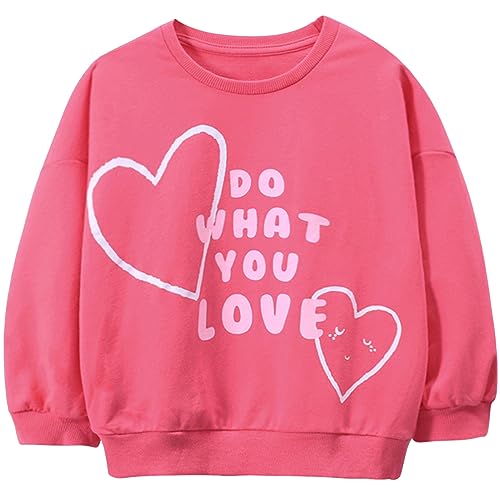 Mädchen Sweatshirt Langarmshirt Rundhals Herz Muster Baumwolle Pullover Herbst Winter Kinder Kleidung 104, 4 Jahre von MUJOQE