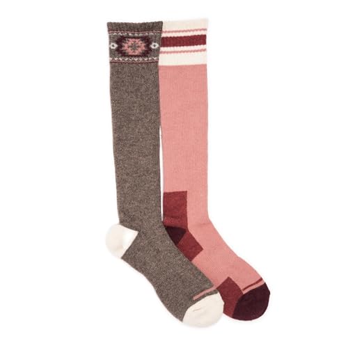 MUK LUKS Damen 2er-Pack Wollkompression, Taupe/Blütenblatt, Einheitsgröße von MUK LUKS