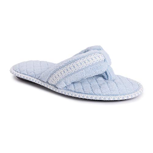 MUK LUKS Damen Darlene Thong Hausschuh, Freesia Blue, Medium von MUK LUKS