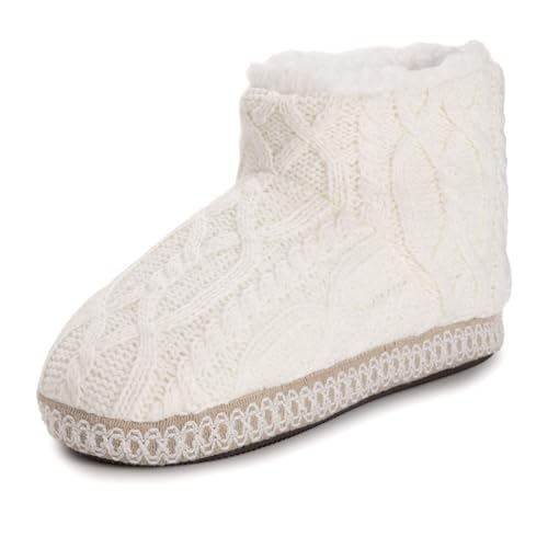 MUK LUKS Damen Favina Slipper Hausschuh, Ghost, Small von MUK LUKS