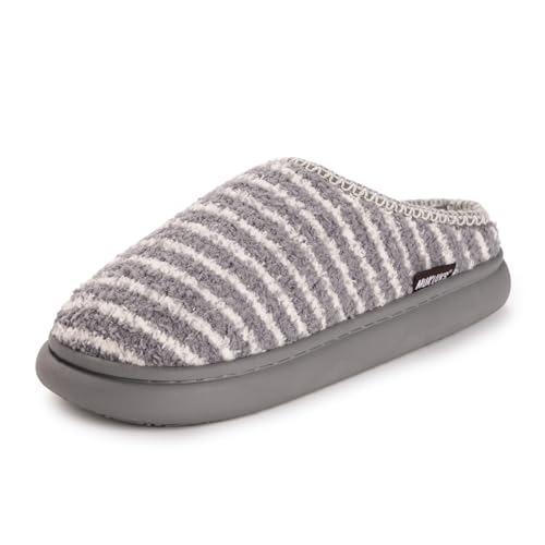 MUK LUKS Damen Janna-Cozy Crew Clog Hausschuh, Grau, Streifen, Large von MUK LUKS