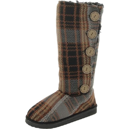 MUK LUKS Damen Malena Stiefel, Black Plaid, 39 EU von MUK LUKS