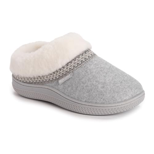 MUK LUKS Damen Neira Clog Slipper aus Kunstwolle, Graue melierte Kunstwolle, Small-Medium Wide von MUK LUKS