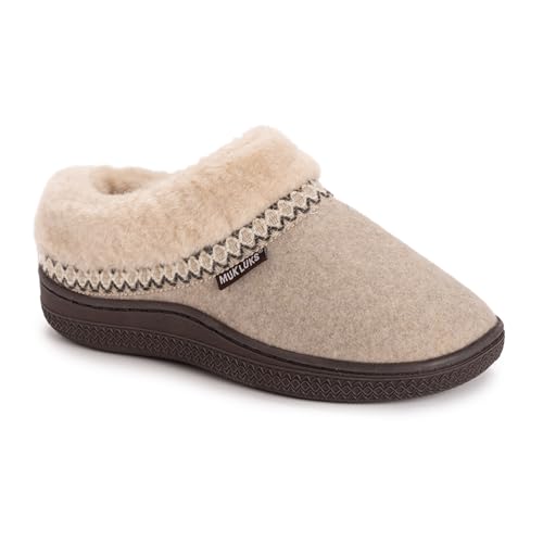 MUK LUKS Damen Neira Clog Slipper aus Kunstwolle, Haferflocken (Oatmeal), Small von MUK LUKS