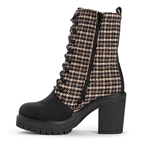 MUK LUKS Damen Riser Jazz Stiefel, Houndstooth Schwarz, 40 EU von MUK LUKS