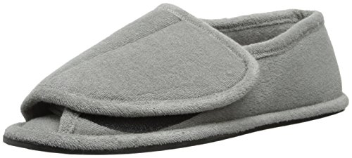 Softones Damen Muk LUKS Men's Terry Adjustable Open Toe Full Foot-Grey Hausschuh, perlgrau, Large von MUK LUKS