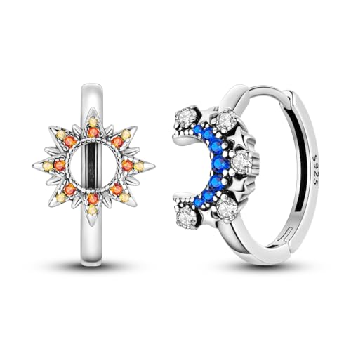 MULA S925 Sterling Silber Hoop Ohrringe für Frauen Creolen Schmetterling Stern Mond Trendy Niedlich Ohrringe 5A Cubic Zirconia von MULA
