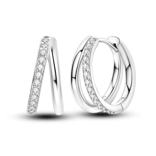 MULA S925 Sterling Silber Hoop Ohrringe für Frauen Mädchen Schmetterling Stern Mond Trendy niedlich Huggie Ohrringe 5A Cubic Zirconia von MULA