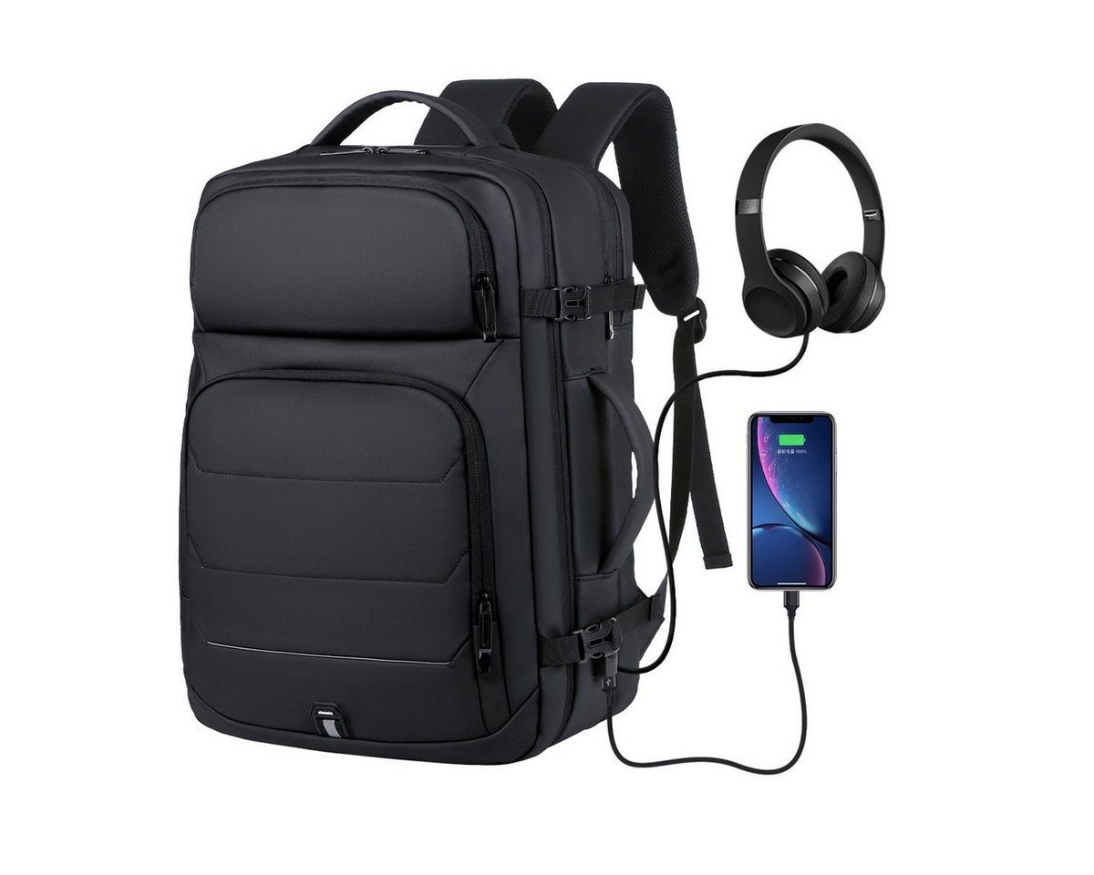 MULISOFT Laptoprucksack Rucksack Handgepäck Groß Erweiterbarer für Laptop 15,6 17 Zoll, Reiserucksack Laptop-Rucksack Herren mit USB-Ladebuchse von MULISOFT